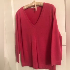 CASHMERE Three Dots Pink  V-Neck Sweater Sz XL Like New $275